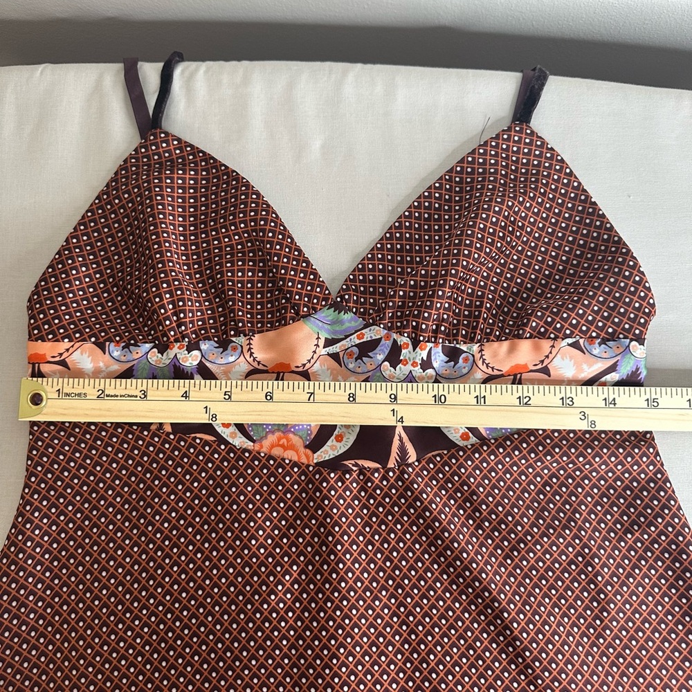 FOREVER Y2K Unique Brown/Orange Floral Strappy Nightgown Mini Dress Womens Sz M - Picture 7 of 11
